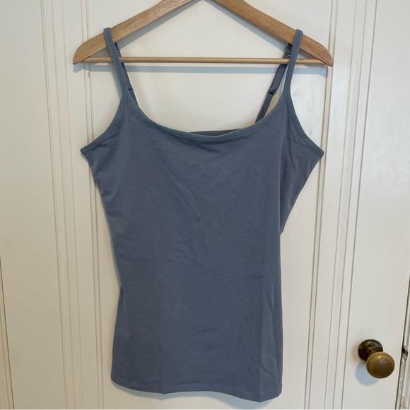 Pact Shelf Bra Camisole Light Slate Blue Tank Top Organic Cotton - Picture 4 of 6
